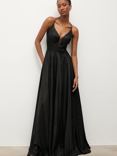 Answear.LAB sukienka kolor czarny maxi rozkloszowana