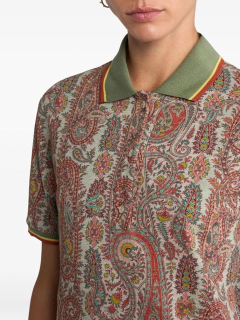 ETRO leafy paisley cotton polo shirt - Neutrals