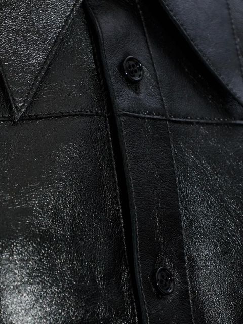 AMI Paris panelled leather shirt - Black