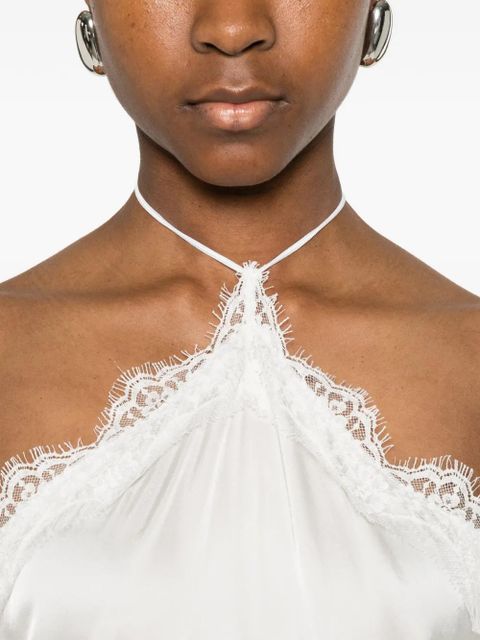 Oséree lace-trim halterneck maxi dress - White