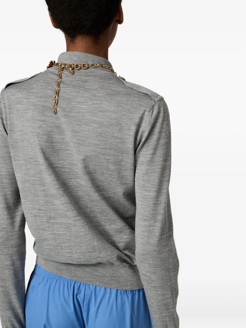 Miu Miu striped buttoned wool cardigan - Grey