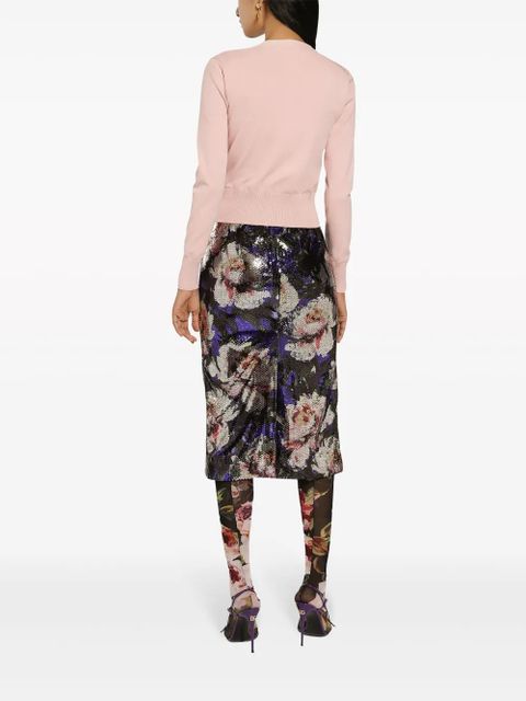 Dolce & Gabbana sequin-embellished pencil midi skirt - Purple