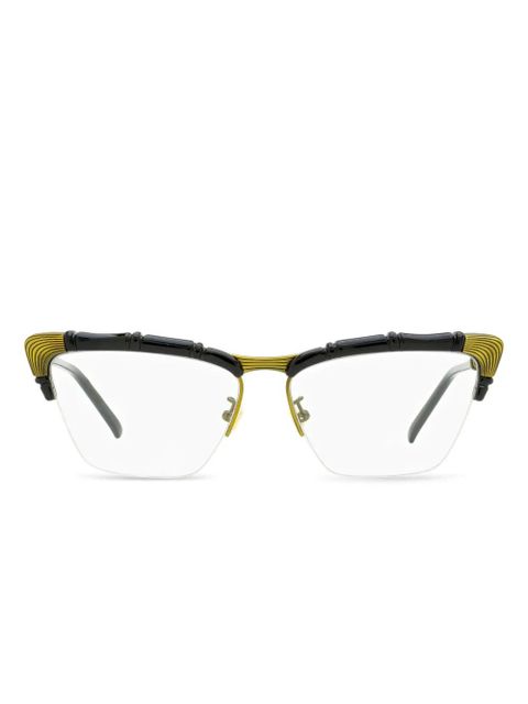 Gucci Eyewear bamboo-detail cat-eye glasses - Black - zdjęcie produktu nr 1