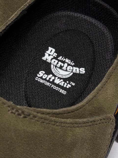 Dr. Martens klapki zamszowe ZebZag AnyWair Mule kolor zielony DM41730300