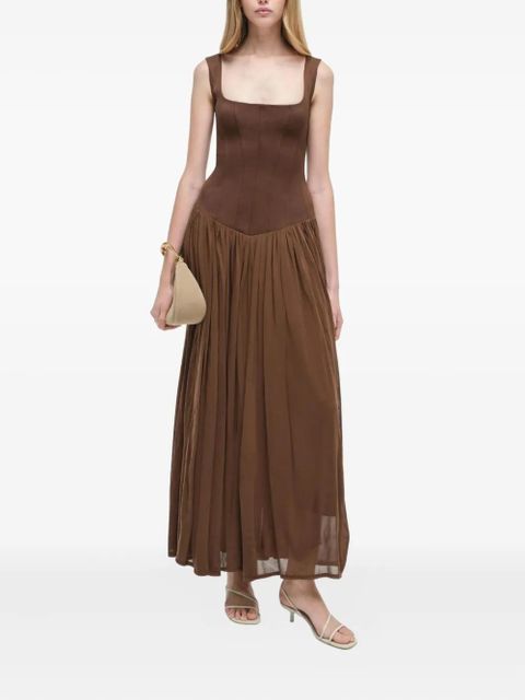 Simkhai corset-bodice pleated midi day dress - Brown - zdjęcie produktu nr 2