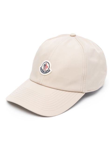 Moncler logo-patch satin cap - Neutrals