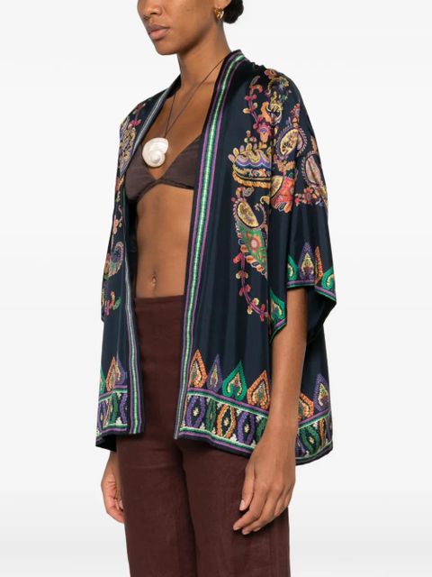 ETRO paisley trim jacket - Blue