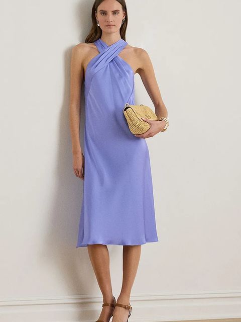 Lauren Ralph Lauren sukienka kolor niebieski midi rozkloszowana 200P03686 - zdjęcie produktu nr 1