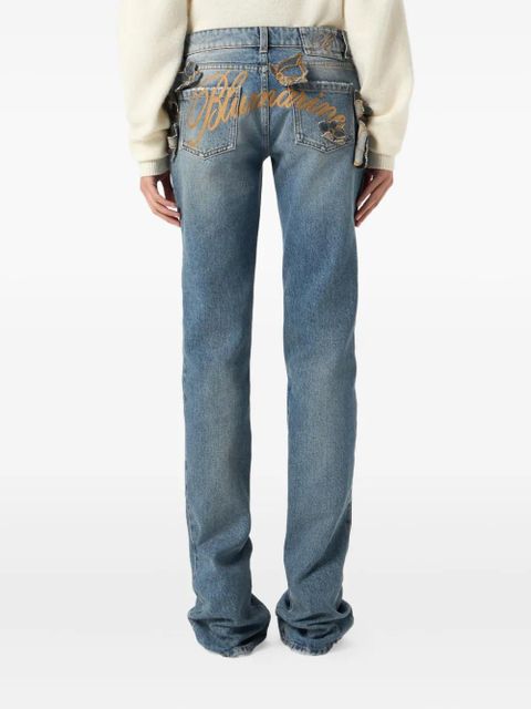Blumarine embroidered flared jeans - Blue