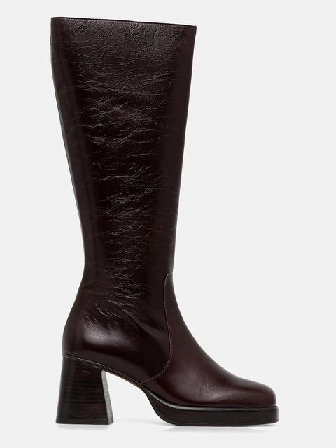 Jonak kozaki skórzane BETINA CUIR VIEILLI damskie kolor bordowy na słupku 6001328 - zdjęcie produktu nr 2