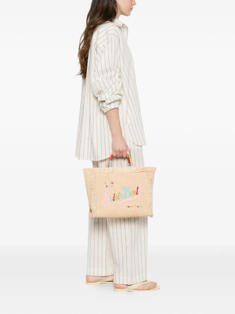 MC2 Saint Barth embroidered-logo frayed tote bag - Neutrals - zdjęcie produktu nr 2