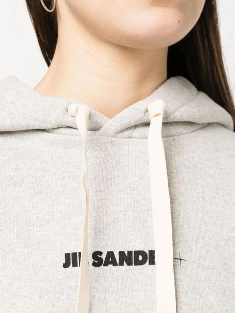 Jil Sander logo-print drawstring hoodie - Grey