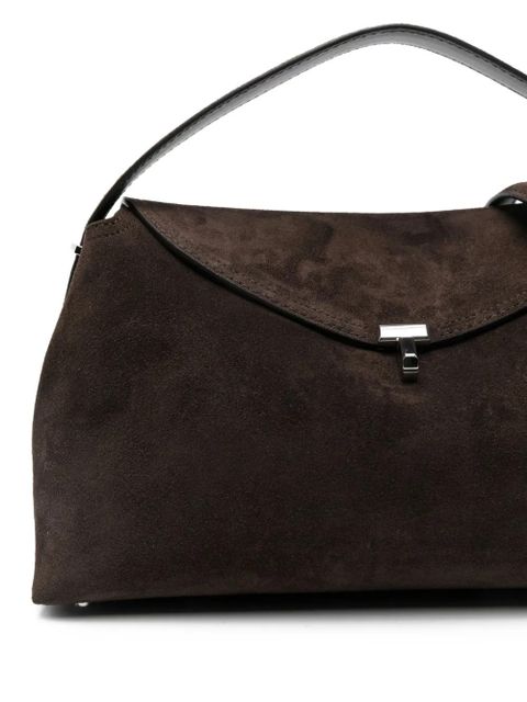 TOTEME T-lock suede top-handle shoulder bag - Brown