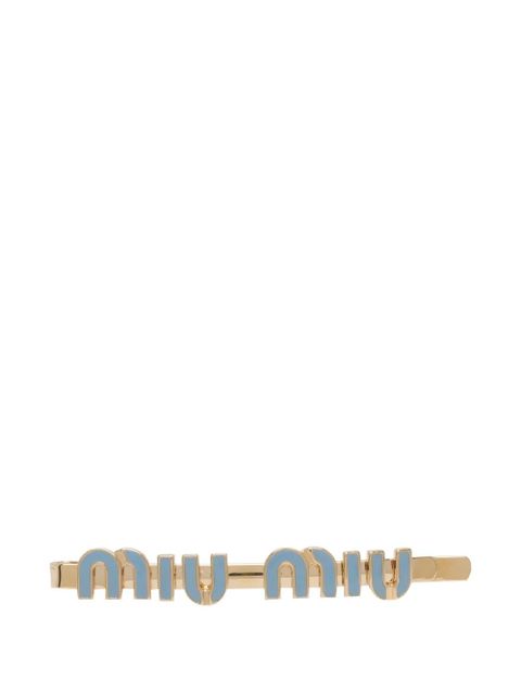 Miu Miu logo-plaque hair clip - Gold - zdjęcie produktu nr 1