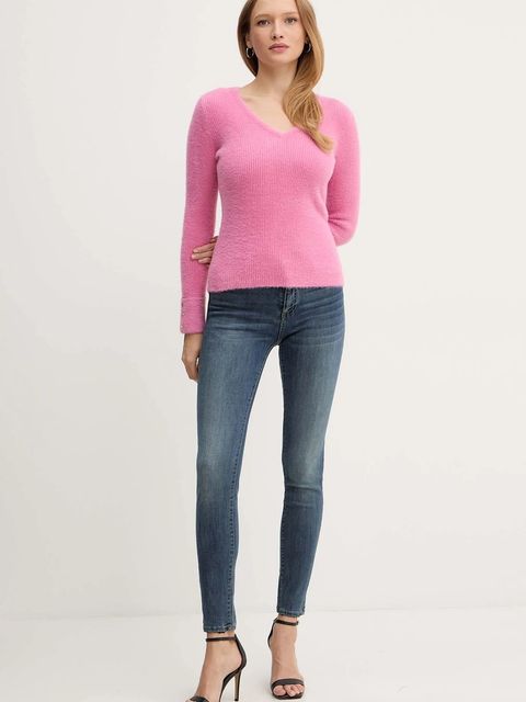 Morgan sweter MOOVE damski kolor różowy lekki MOOVE