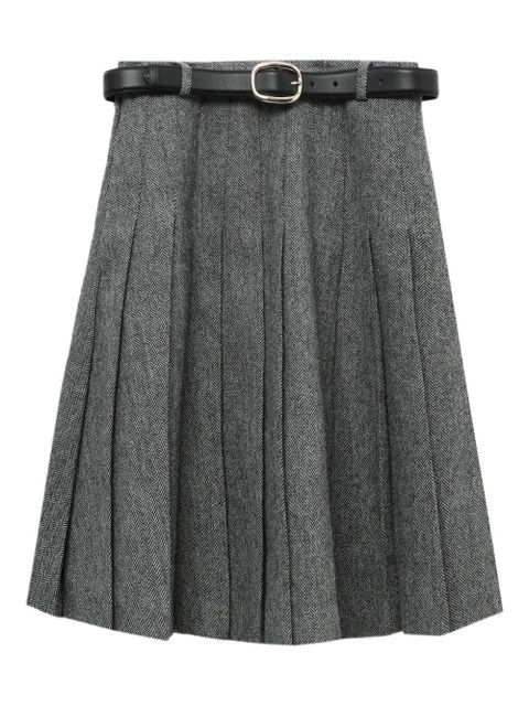 Self-Portrait pleated belted midi skirt - Grey - zdjęcie produktu nr 1