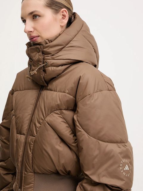 adidas by Stella McCartney kurtka ASMC Crop kolor brązowy zimowa JM3652