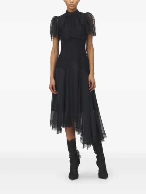 Alexander McQueen lace ruffled midi dress - Black - zdjęcie produktu nr 2