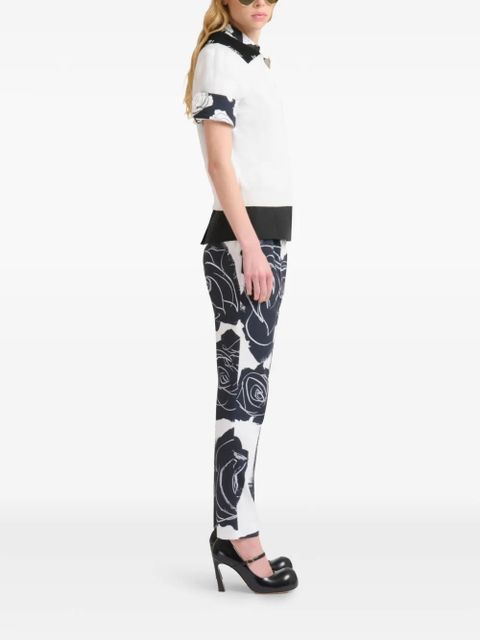 Marni rose-print trousers - White