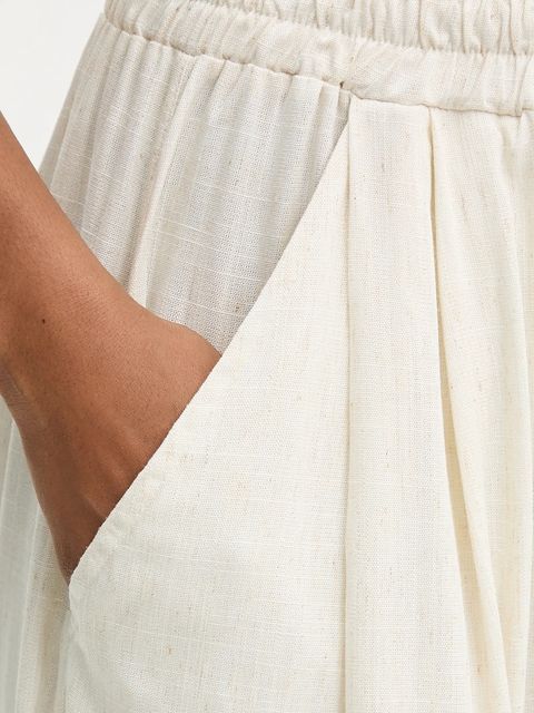 Answear.LAB spodnie z lnem damskie kolor beżowy proste high waist