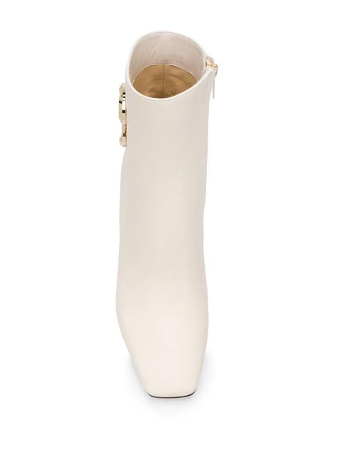 Jimmy Choo logo plaque booties - White