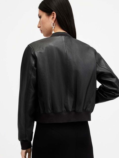 AllSaints kurtka skórzana ORTEN BOMBER JACKET damska kolor czarny przejściowa W072LB