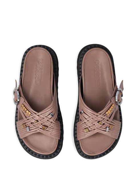 PINKO buckled leather sandals - Neutrals