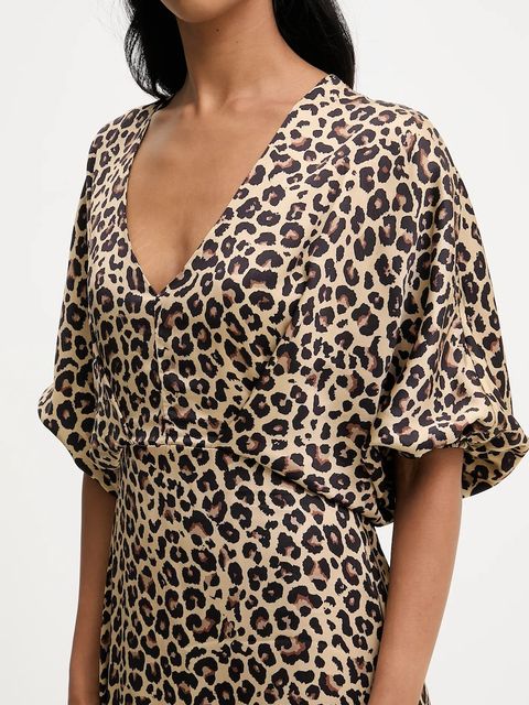 Answear.LAB sukienka kolor beżowy maxi prosta