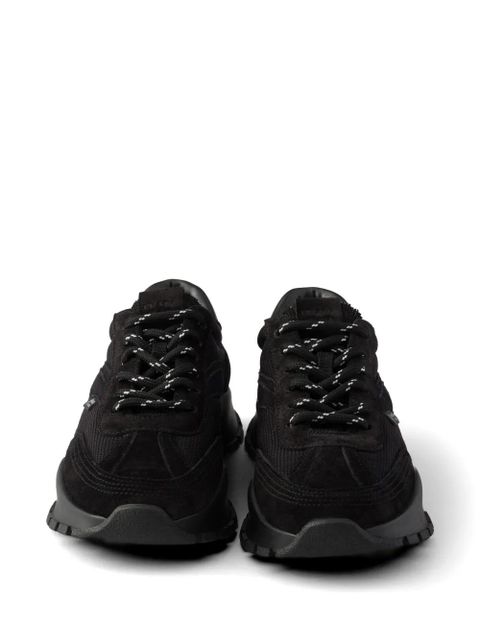 Prada mesh fabric and suede sneakers - Black