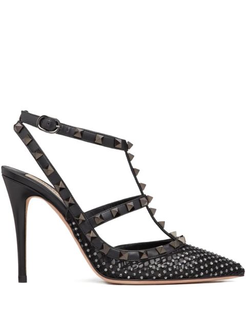 Valentino Garavani 100mm Rockstud mesh pumps - Black