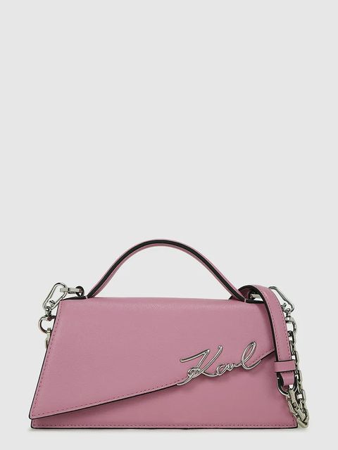 Karl Lagerfeld torebka skórzana K/SIGNATURE kolor różowy A1W30458 - zdjęcie produktu nr 1