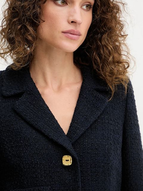 Luisa Spagnoli marynarka z domieszką wełny kolor granatowy jednorzędowa gładka 542245