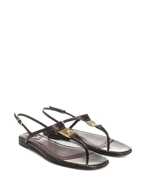 FENDI Fold logo-detail leather sandal - Brown