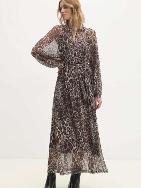 Answear.LAB sukienka kolor beżowy maxi oversize