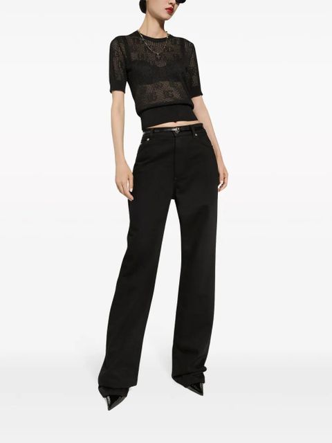 Dolce & Gabbana logo-patch wide-leg jeans - Black - zdjęcie produktu nr 2