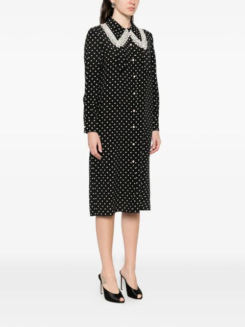 Valentino Garavani polka-dot midi shirt dress - Black