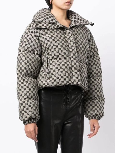 MISBHV monogram-print cropped puffer jacket - Neutrals