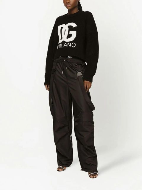 Dolce & Gabbana DG-logo fisherman's-knit jumper - Black
