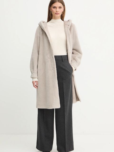 BOSS sweter wełniany damski kolor beżowy lekki z półgolfem 50549166 - zdjęcie produktu nr 2