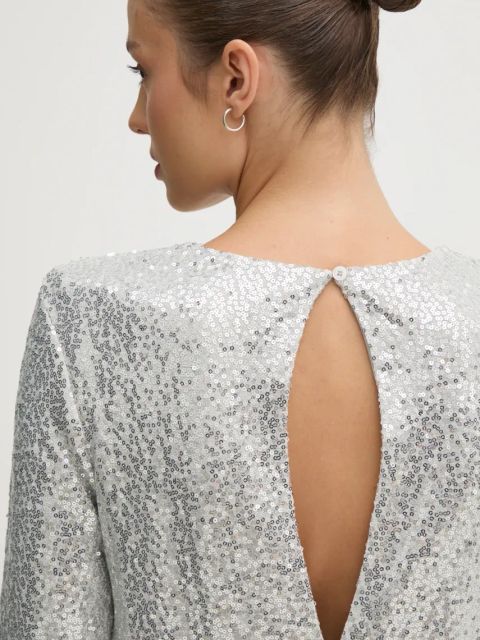 United Colors of Benetton sukienka kolor srebrny mini rozkloszowana 4RO6DV0AC