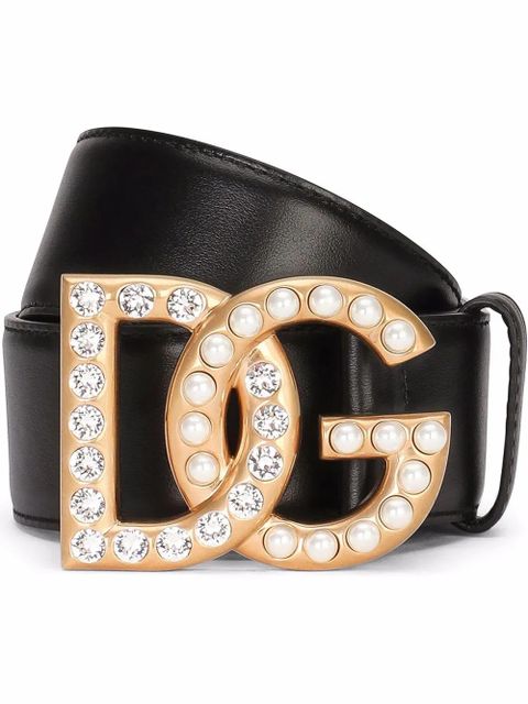 Dolce & Gabbana DG-logo rhinestone-embellished belt - Black - zdjęcie produktu nr 1