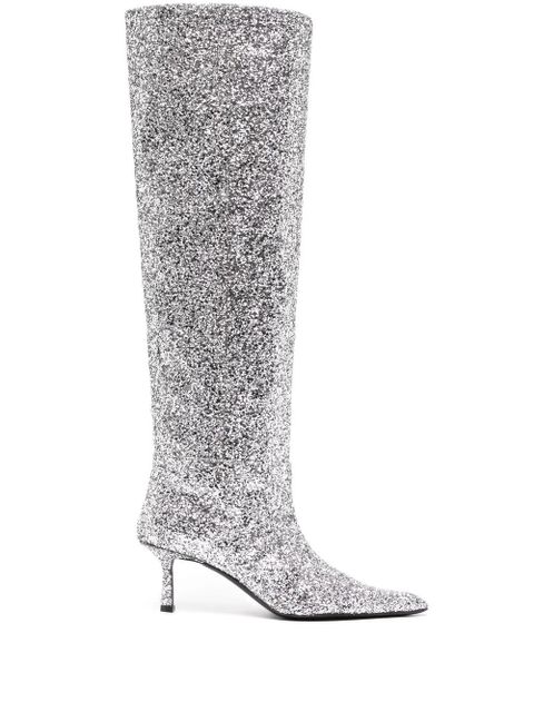 Alexander Wang Viola 60mm glitter long boots - Silver - zdjęcie produktu nr 1