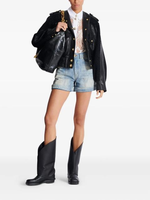 Balmain lace halterneck buttoned top - White