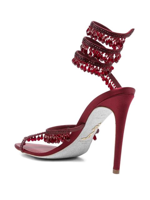 René Caovilla 110mm embellished satin heeled sandals - Red - zdjęcie produktu nr 2