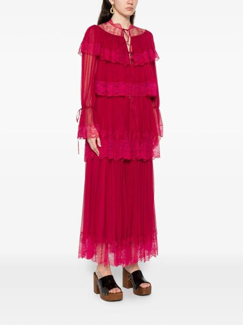 Chloé lace tiered maxi dress - Pink