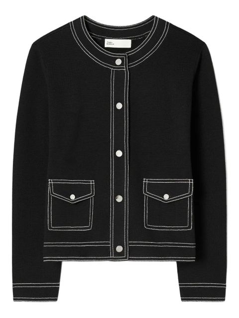 Tory Burch topstitch pocket cardigan - Black - zdjęcie produktu nr 1