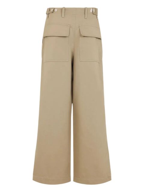 Marni rose-embroidered pocket trousers - Neutrals