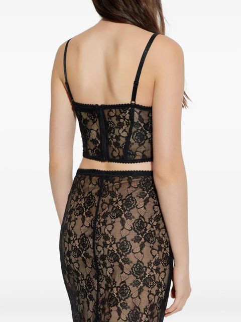 Self-Portrait lace panel top - Black
