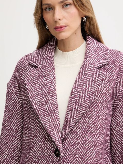 United Colors of Benetton płaszcz z dodatkiem wełny kolor fioletowy 2M9SDN08T