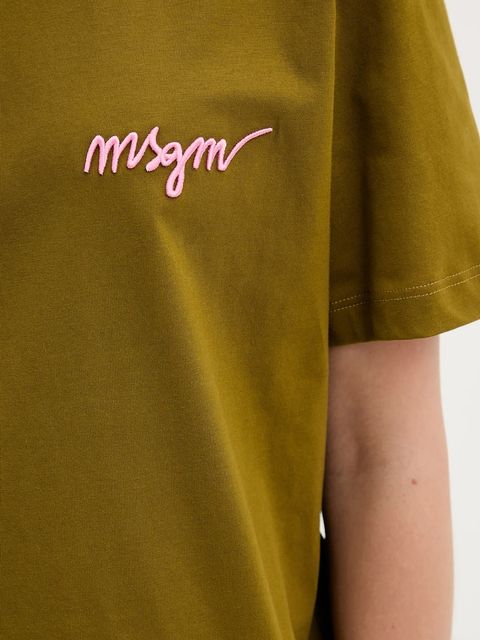 MSGM t-shirt bawełniany damski kolor zielony 3941MDM540.257798